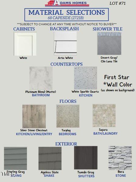 Materials Selected Materials Selected