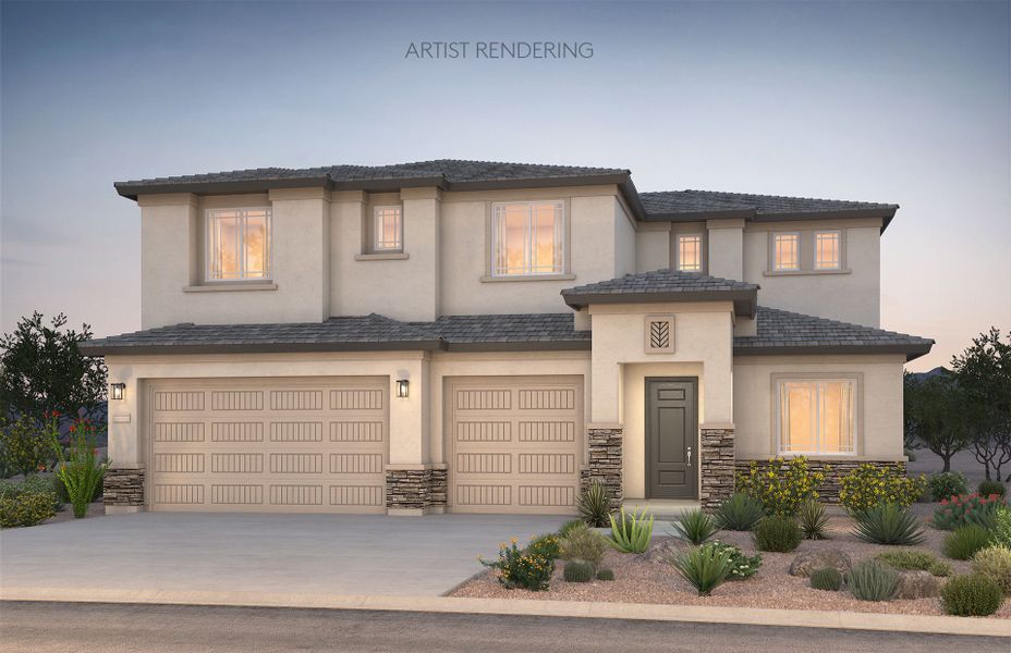 Representative exterior photo of a completed home built from the Messina by Pulte Homes in Visara, Surprise, AZ (Image 22). Representative exterior photo of a completed home built from the Messina by Pulte Homes in Visara, Surprise, AZ (Image 22).
