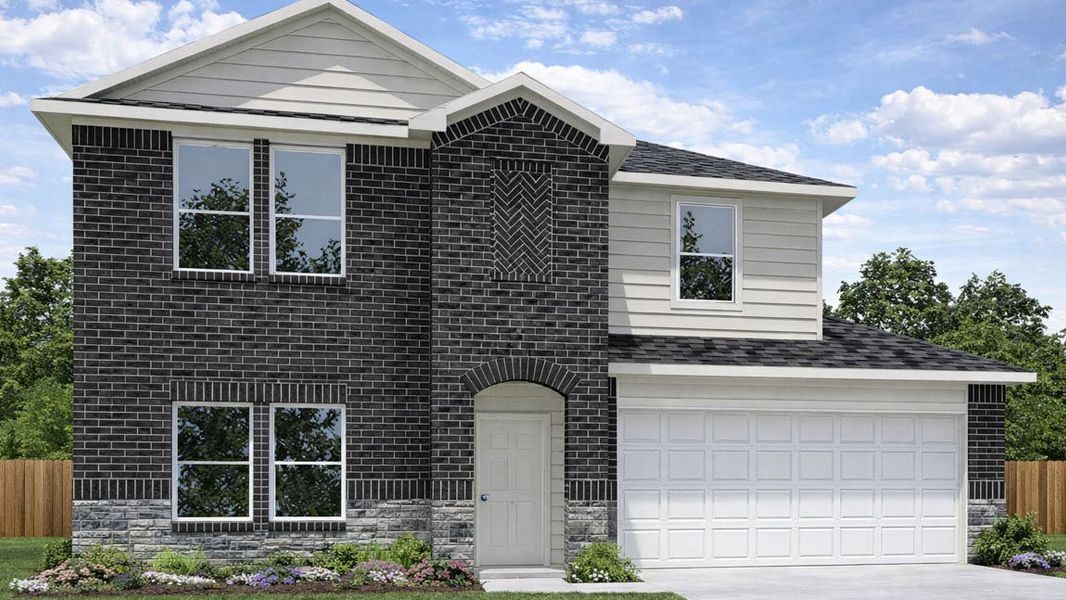 Representative exterior photo of a completed home built from the Rosemont by D.R. Horton in Sunterra Lakes, Brookshire, TX (Image 22).