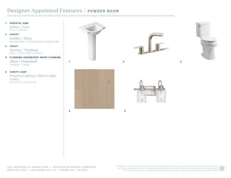 Sample of building materials used in homes in Toll Brothers at August Park, Spring Hill (Image 10).