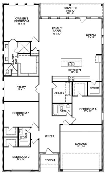 2D floor plan layout of this home in Kresston, Montgomery, TX (Image 2). 2D floor plan layout of this home in Kresston, Montgomery, TX (Image 2).