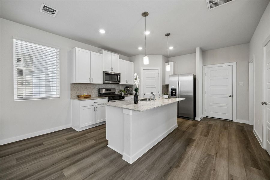 Furnished interior view inside a new home in Dunvale Village - Townhome Collection, Houston (Image 14).