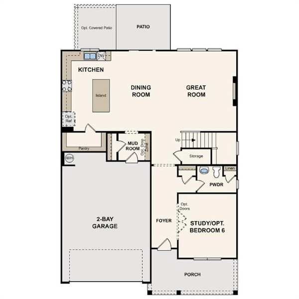 2D floor plan layout of this home in Reserve at Gum Springs, Jefferson, GA (Image 6).