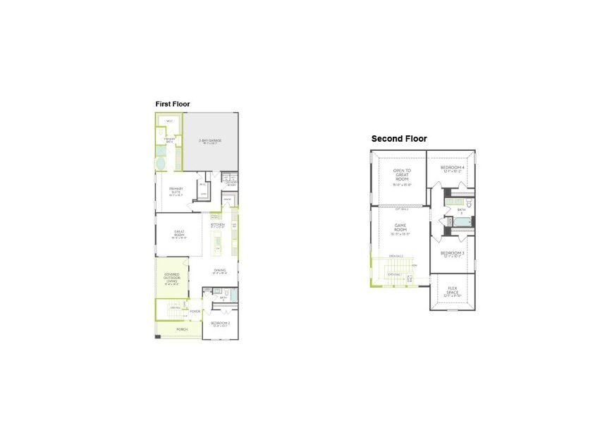 2D floor plan layout of this home in Painted Tree, McKinney, TX (Image 4).