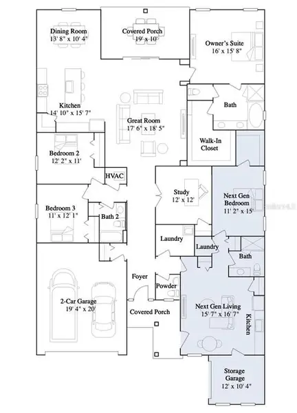 2D floor plan layout of this home in Pioneer Ranch, Ocala, FL (Image 4).