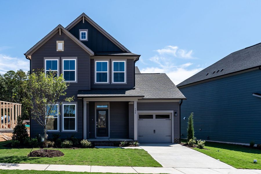 Representative exterior photo of a completed home built from the The Everlee by David Weekley Homes in Serenity - The Cottage Collection, Fuquay Varina, NC (Image 1).
