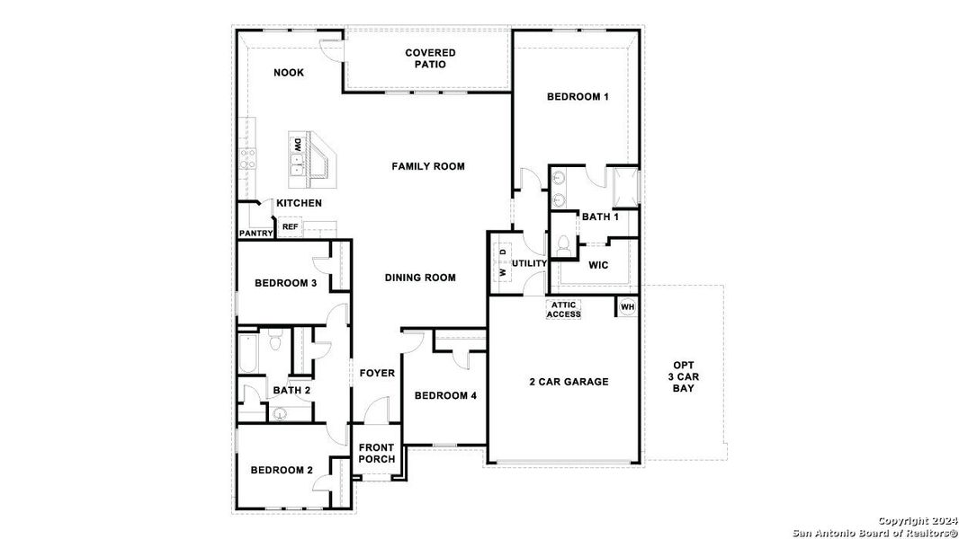 2D floor plan layout of this home in Sonoma Oaks, Fredericksburg, TX (Image 3).