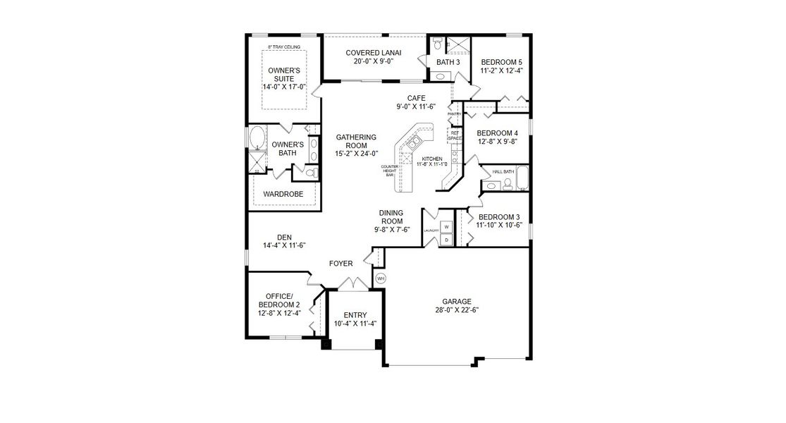 2D floor plan layout for the Willow II by Highland Homes of Florida in Bellaviva, Auburndale, FL (Image 4).