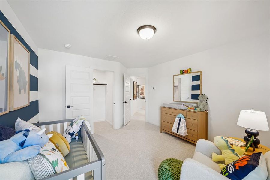 Bright room with light-colored carpeting