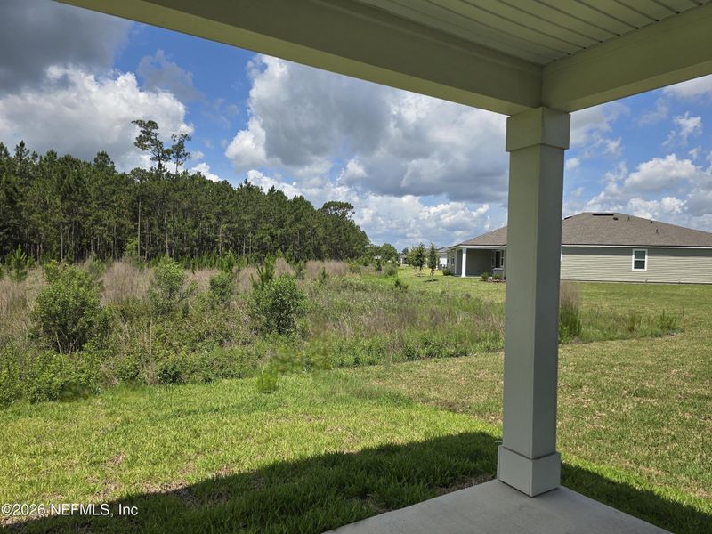 Exterior details and patio area of a home in Lakes at Bella Lago - Signature Series, Green Cove Springs (Image 4). Exterior details and patio area of a home in Lakes at Bella Lago - Signature Series, Green Cove Springs (Image 4).