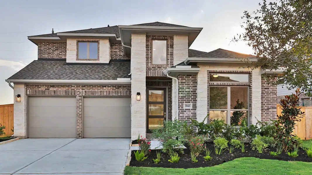 Front exterior of a new home in Candela, Richmond, TX, highlighting curb appeal (Image 1). Front exterior of a new home in Candela, Richmond, TX, highlighting curb appeal (Image 1).