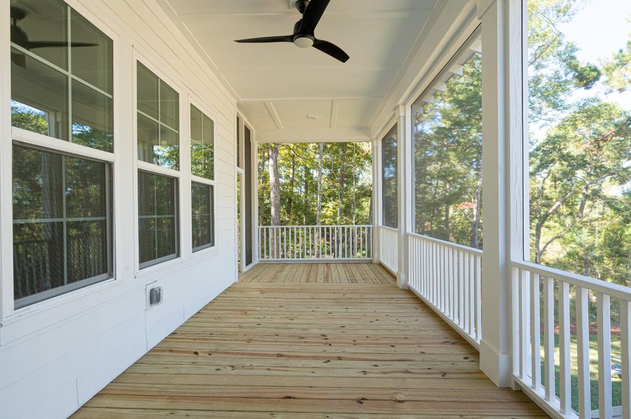 Exterior details and patio area of a home in Meggett Homes, Hollywood (Image 18).
