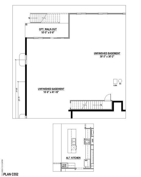 Plan C552 unfinished basement