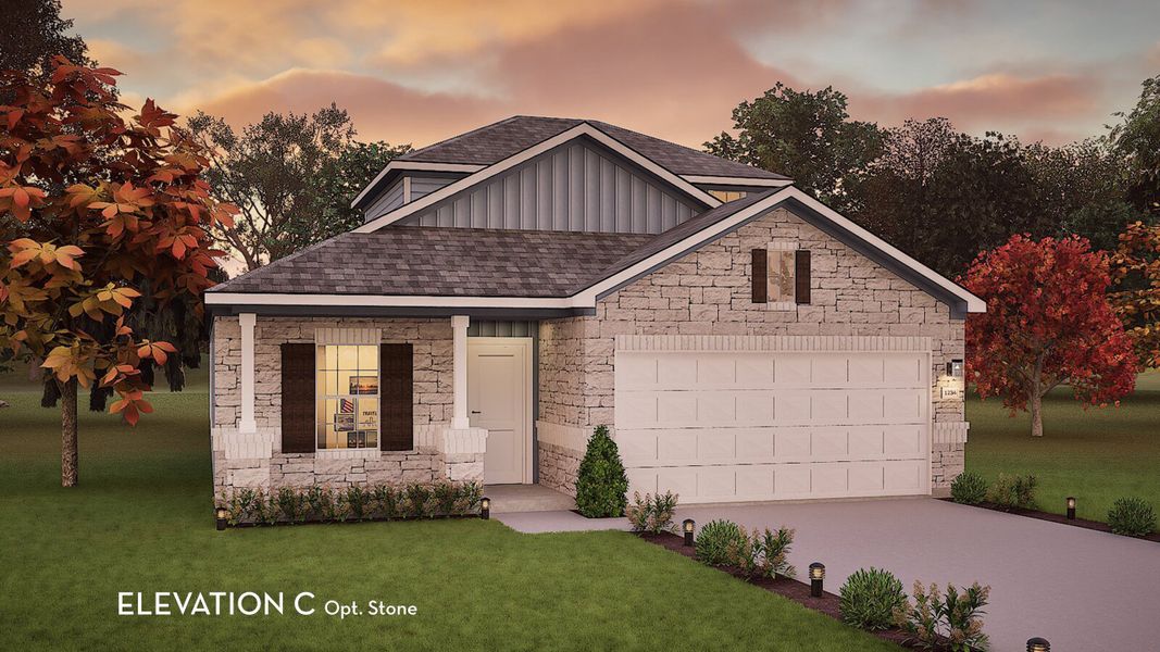 Representative exterior photo of a completed home built from the Brazos by CastleRock Communities in Lone Oak, San Antonio, TX (Image 6).