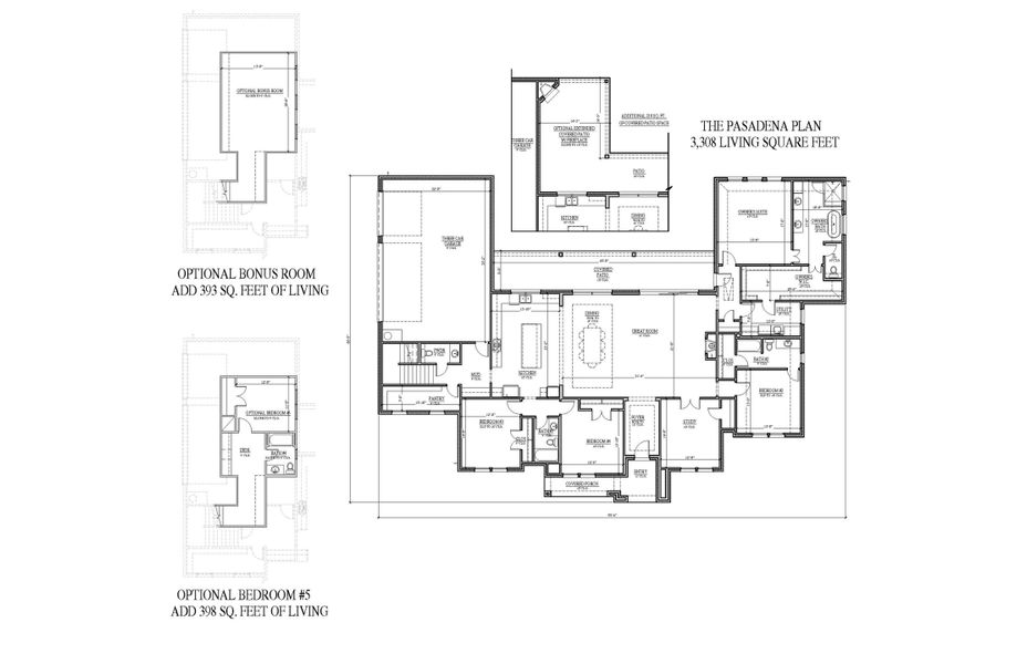 2D floor plan layout for the The Pasadena by Kenmark Homes in Santana Ridge - Brock ISD, Weatherford, TX (Image 3).