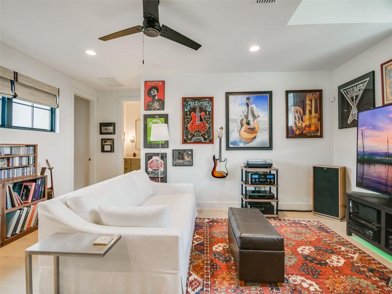 Upstairs game/media area