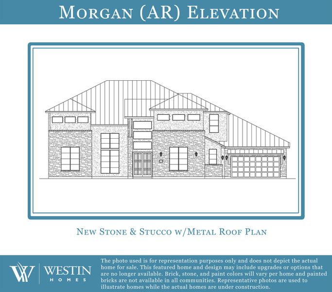 Representative exterior photo of a completed home built from the The Morgan by Westin Homes in Rough Hollow - Las Brisas, Austin, TX (Image 2).