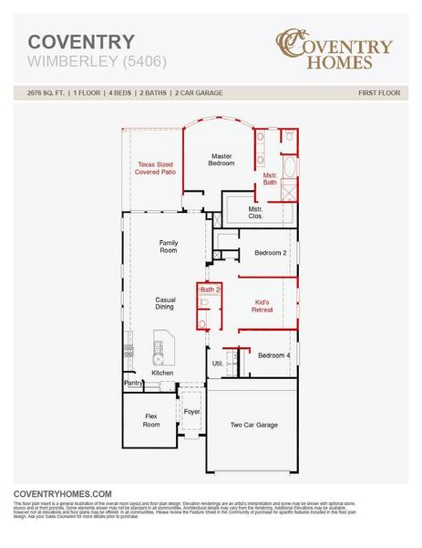 2D floor plan layout of this home in Two Step Farm, Montgomery, TX (Image 5).