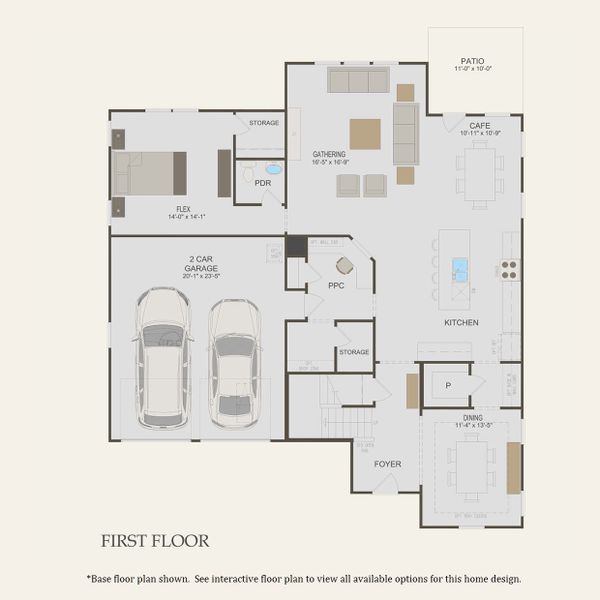 2D floor plan layout for the Waterstone by Pulte Homes in Long Savanna, Charleston, SC (Image 3).