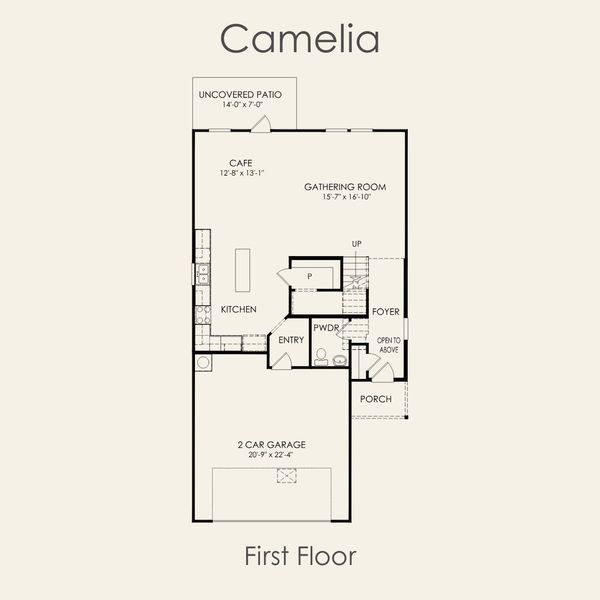 2D floor plan layout for the Camelia by Pulte Homes in Crosswinds, Kyle, TX (Image 3).