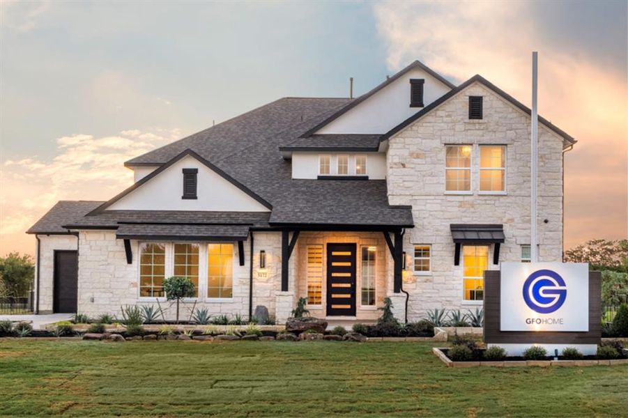 Front exterior of a new home in Highland Crossing, Celina, TX, highlighting curb appeal (Image 16). Front exterior of a new home in Highland Crossing, Celina, TX, highlighting curb appeal (Image 16).