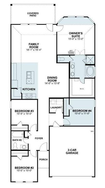 2D floor plan layout of this home in Miller's Pond, Rosenberg, TX (Image 4).