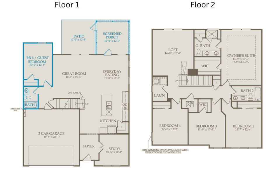 2D floor plan layout of this home in Exchange at 401, Raleigh, NC (Image 4).
