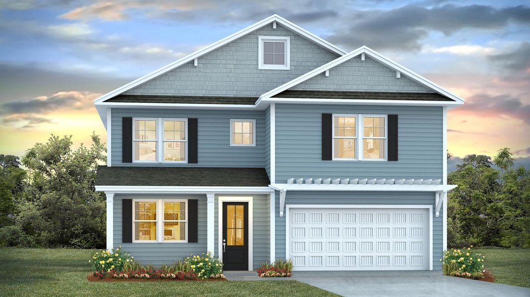 Representative exterior photo of a completed home built from the TILLMAN by D.R. Horton in Shell Pointe, Gilbert, SC (Image 5).