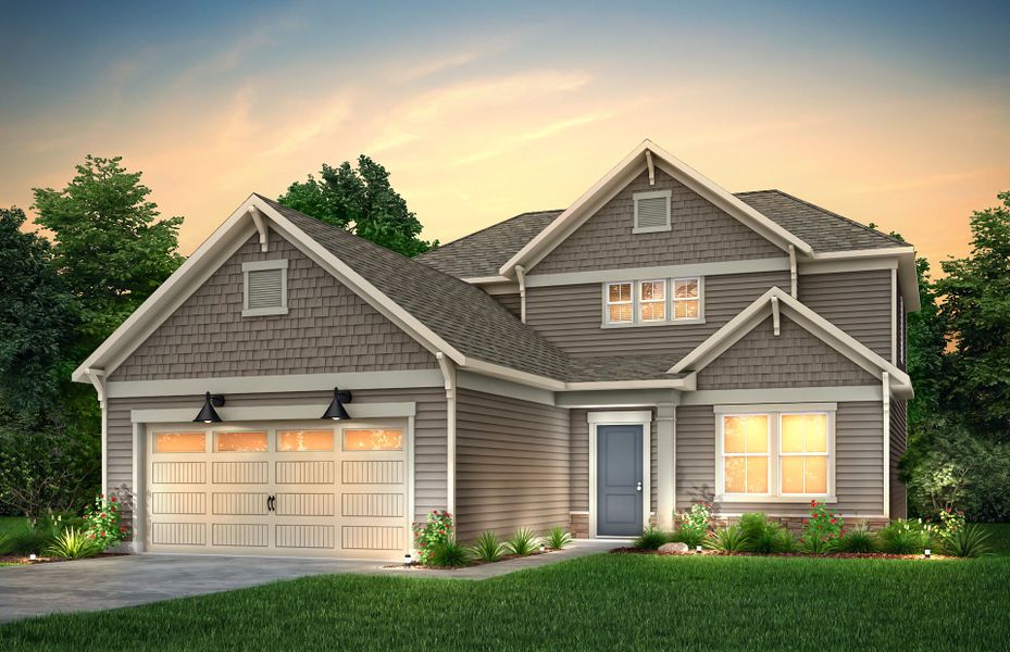 Front exterior of a new home in Parkside Crossing, Charlotte, NC, highlighting curb appeal (Image 25).