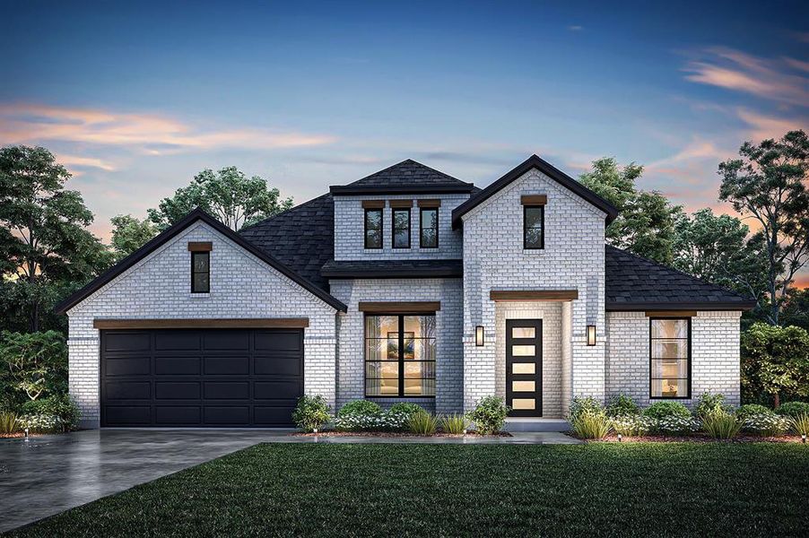 Front exterior of a new home in The Parks at Panchasarp Farms - Phase 3, Burleson, TX, highlighting curb appeal (Image 1). Front exterior of a new home in The Parks at Panchasarp Farms - Phase 3, Burleson, TX, highlighting curb appeal (Image 1).