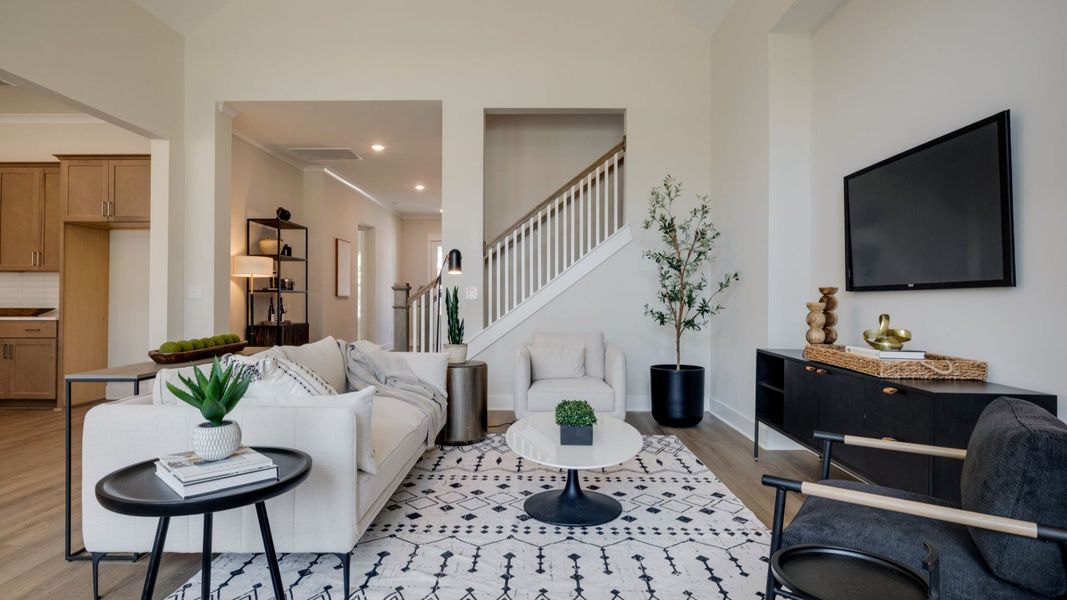 Hard surface flooring with high ceilings for an elevated living area