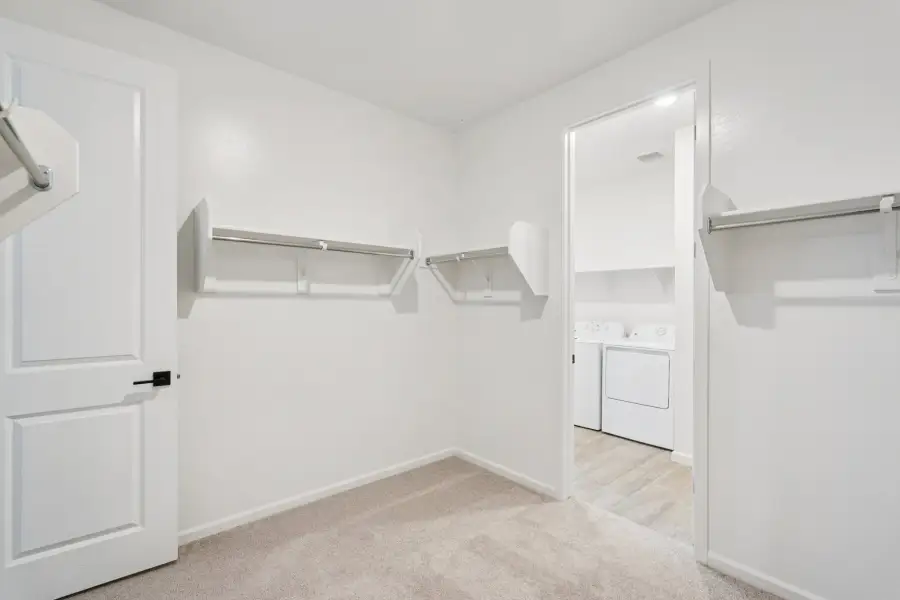 Primary walk in closet. Finishes and options may vary.