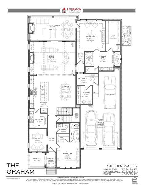 2D floor plan layout for the ST 828 GRAHAM by Celebration Homes in Stephens Valley, Nashville, TN (Image 3).