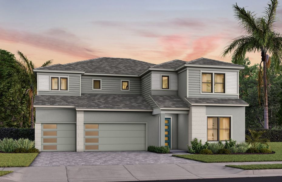 Representative exterior photo of a completed home built from the Roseland by DiVosta in Amara, Lake Worth, FL (Image 17).