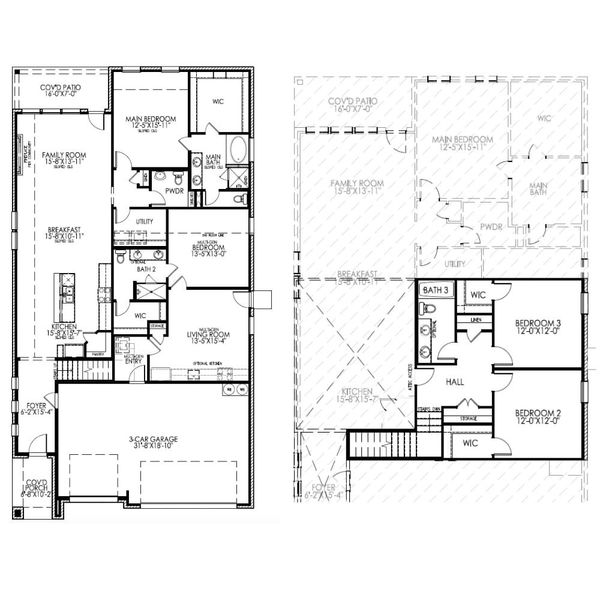 2D floor plan layout for the The Greenville by Lillian Custom Homes in South Meadow, Melissa, TX (Image 5).