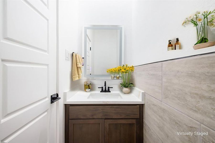 Bathroom featuring vanity
