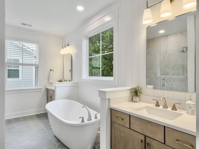 Furnished interior view inside a new home in Overlook at Copahee Sound, Awendaw (Image 57).