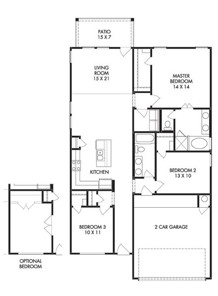 2D floor plan layout for the London by Century Communities in Fulshear Lakes 45' at Fulshear Lakes, Fulshear, TX (Image 3).