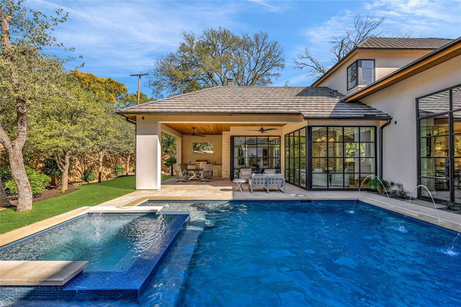 Exterior details and patio area of a home in , Austin (Image 3). Exterior details and patio area of a home in , Austin (Image 3).