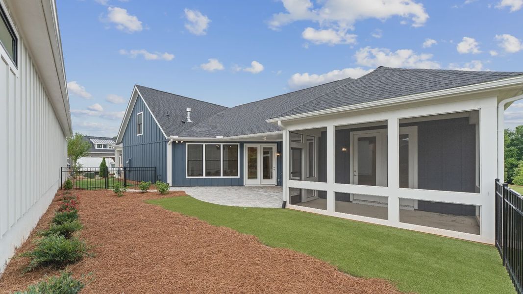 Exterior details and patio area of a home in The Courtyards at Redbud Lane, Canton (Image 24). Exterior details and patio area of a home in The Courtyards at Redbud Lane, Canton (Image 24).