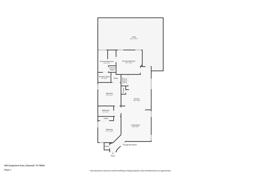 2D floor plan layout of this home in Sunset Oaks, Maxwell, TX (Image 5).