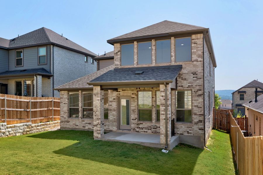Exterior details and patio area of a home in Lakeside at Tessera, Lago Vista (Image 25).