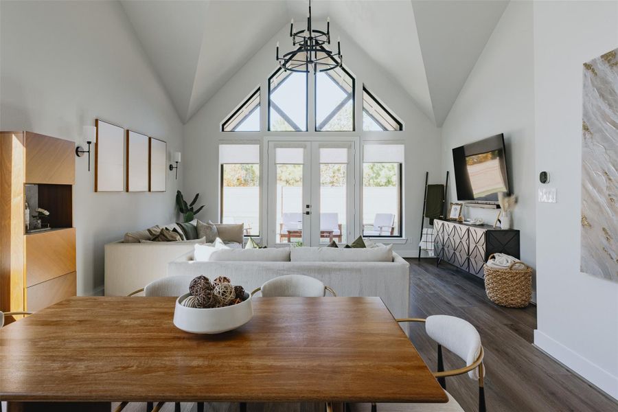 Soaring ceiling living area