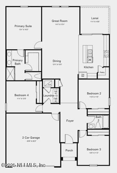2D floor plan layout of this home in Coopers Meadow, Jacksonville, FL (Image 4).