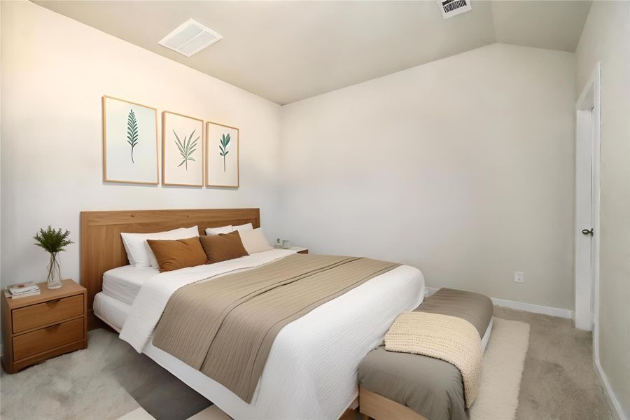 *Virtually Staged* Primary Bedroom. Sample photo of completed home with similar floor plan. Actual colors and selections may vary.