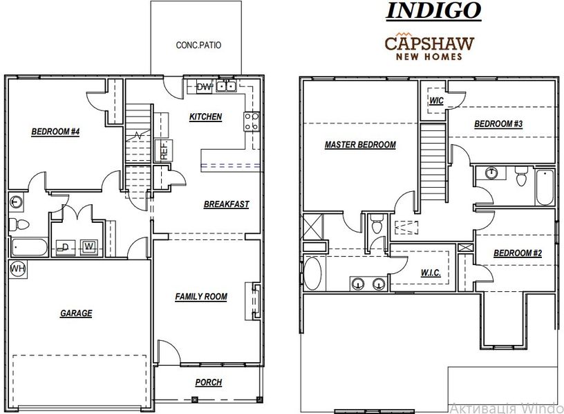2D floor plan layout for the Indigo by Capshaw in Garden Walk, Jackson, GA (Image 2).
