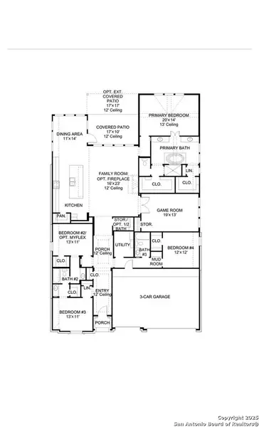 2D floor plan layout of this home in Veramendi, New Braunfels, TX (Image 2).
