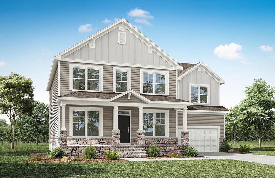 Representative exterior photo of a completed home built from the Colfax by Eastwood Homes in Hillcrest Grove, Wendell, NC (Image 5).