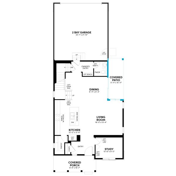 2D floor plan layout for the Spark Three by Brookfield Residential in Spark at Uplands, Westminster, CO (Image 4).