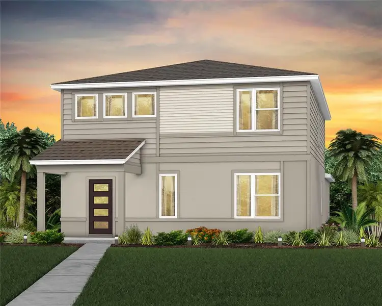 Front exterior of a new home in Parkside Trails, Clermont, FL, highlighting curb appeal (Image 1). Front exterior of a new home in Parkside Trails, Clermont, FL, highlighting curb appeal (Image 1).